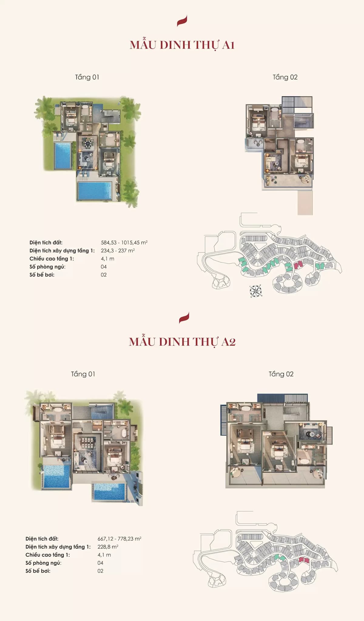 Mặt bằng biệt thự Pacific Lagoon Gran Melia Nha Trang